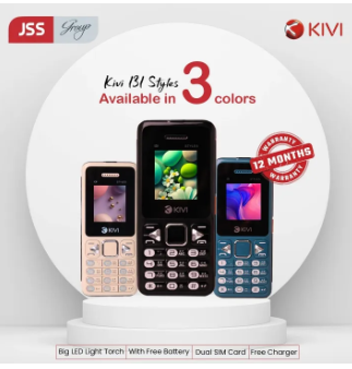 Kivi Keypad Mobile Phone – Dual SIM, FM Radio, Torch | 1000mAh Battery | 1-Year Warranty