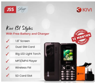 Kivi Keypad Mobile Phone – Dual SIM, FM Radio, Torch | 1000mAh Battery | 1-Year Warranty