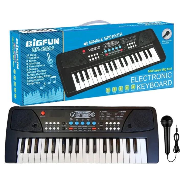 37-Key Kids Piano Keyboard with Microphone – 8 Rhythms, 8 Tones, Demo Songs & Sound Effects | Portable Electronic Musical Toy for Boys & Girls (Ages 3–5)